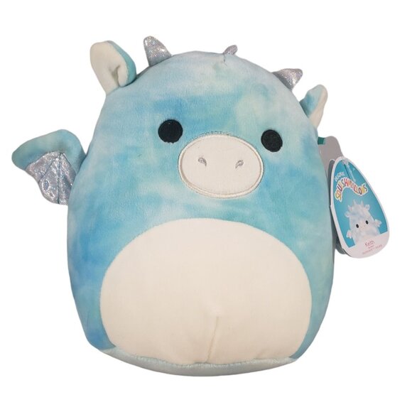 Kelly The Dragon Squishmallows 8" Plush Toy Soft Tie Dye Blue White Sparkly Wing - Picture 1 of 5